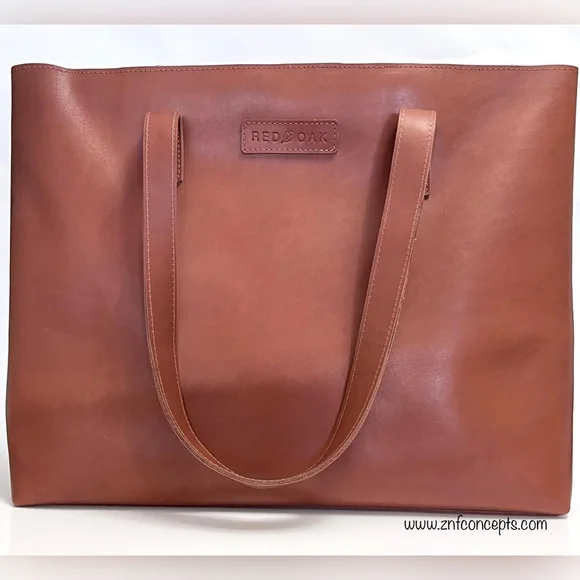 Elegant Tan Leather Tote Bag - Picture 10 of 12